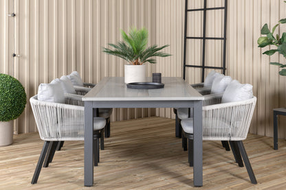 Virya & Albany Spisebordsstole Sort + Rektangulært Spisebord 224x100 Mørkegrå