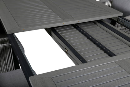 Virya & Albany Spisebordsstole Sort + Rektangulært Spisebord 224x100 Mørkegrå