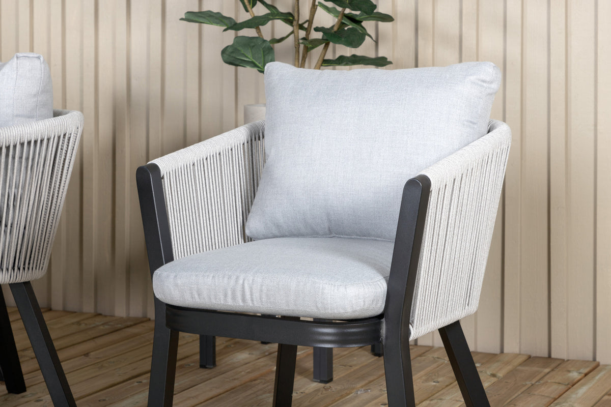 Virya & Albany Spisebordsstole Sort + Rektangulært Spisebord 224x100 Mørkegrå