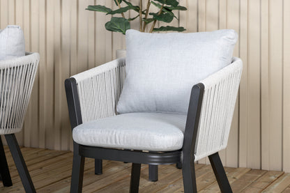 Virya & Albany Spisebordsstole Sort + Rektangulært Spisebord 224x100 Mørkegrå