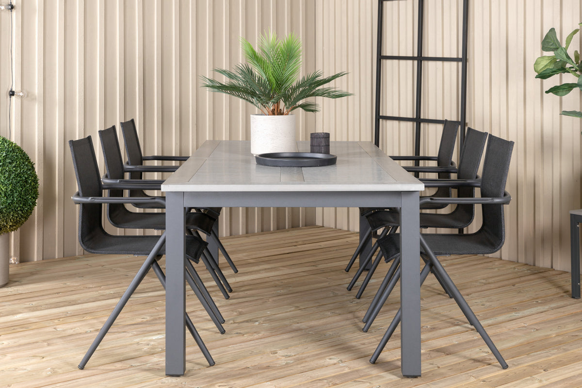 Alina & Albany Spisebordsstole Sort + Spisebord 224x100