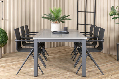 Alina & Albany Spisebordsstole Sort + Spisebord 224x100