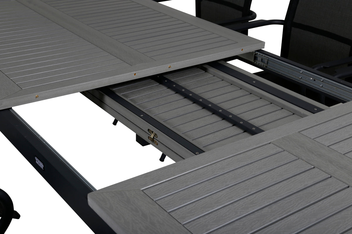 Alina & Albany Spisebordsstole Sort + Spisebord 224x100