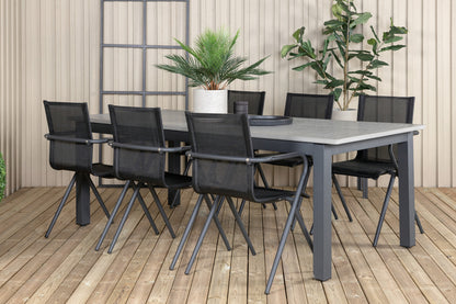 Alina & Albany Spisebordsstole Sort + Spisebord 224x100