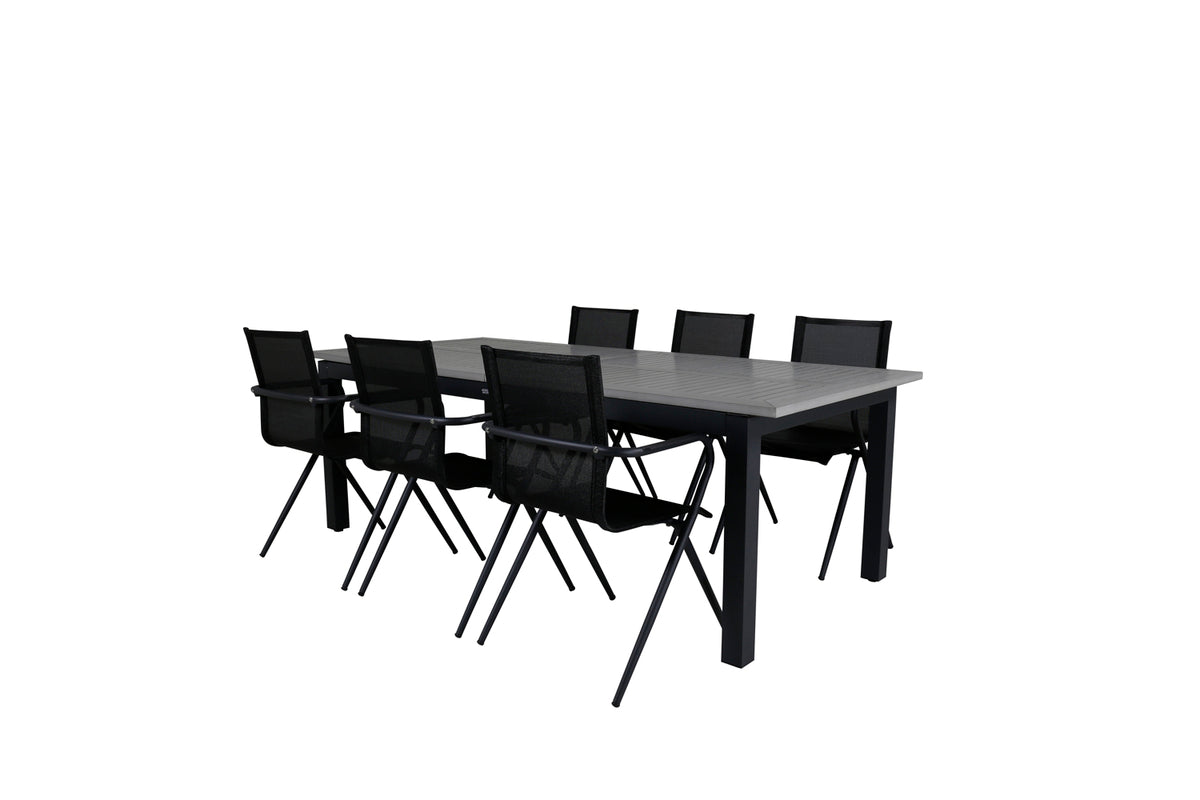 Alina & Albany Spisebordsstole Sort + Spisebord 224x100