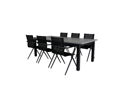 Alina & Albany Spisebordsstole Sort + Spisebord 224x100