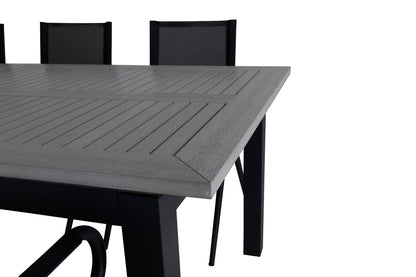 Alina & Albany Spisebordsstole Sort + Spisebord 224x100