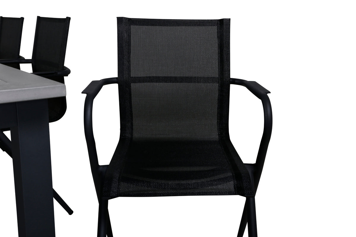 Alina & Albany Spisebordsstole Sort + Spisebord 224x100