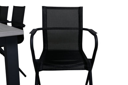 Alina & Albany Spisebordsstole Sort + Spisebord 224x100