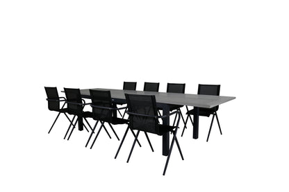 Alina & Albany Spisebordsstole Sort + Spisebord 224x100