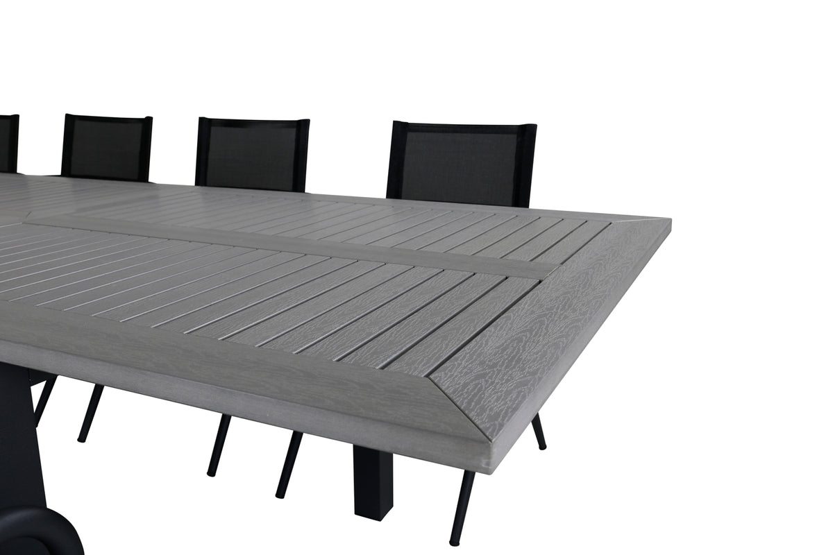 Alina & Albany Spisebordsstole Sort + Spisebord 224x100