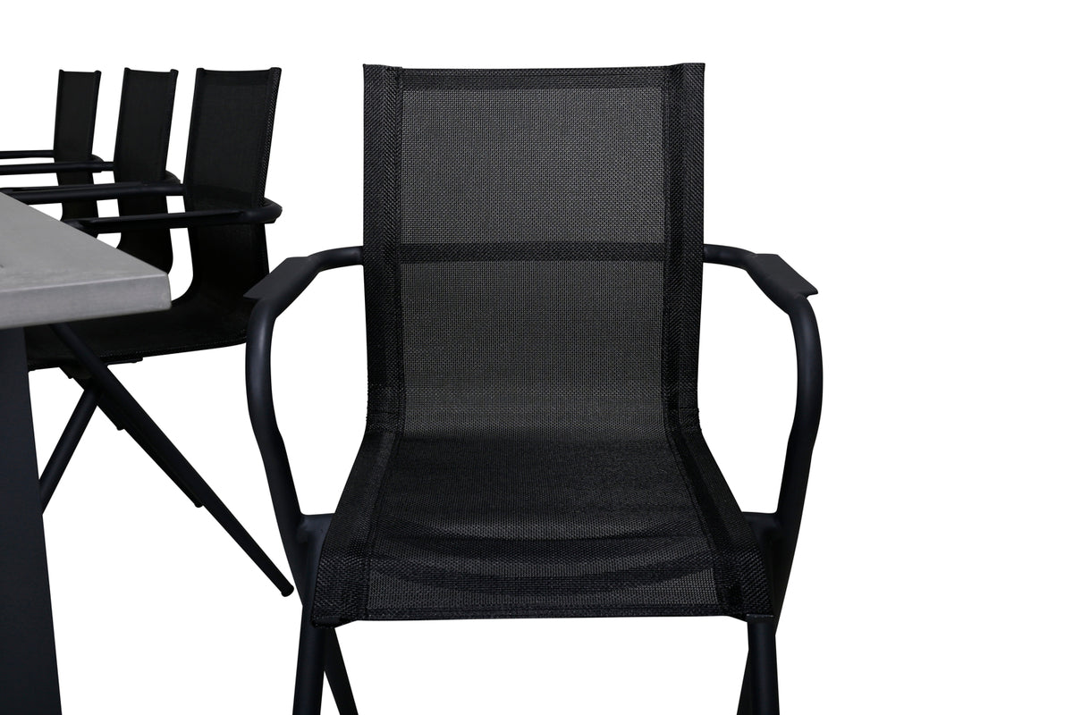 Alina & Albany Spisebordsstole Sort + Spisebord 224x100