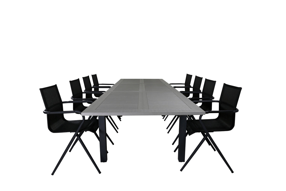 Alina & Albany Spisebordsstole Sort + Spisebord 224x100