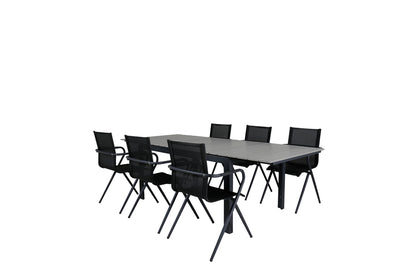 Alina & Levels Spisestole Sort + Spisebord 160x100x75