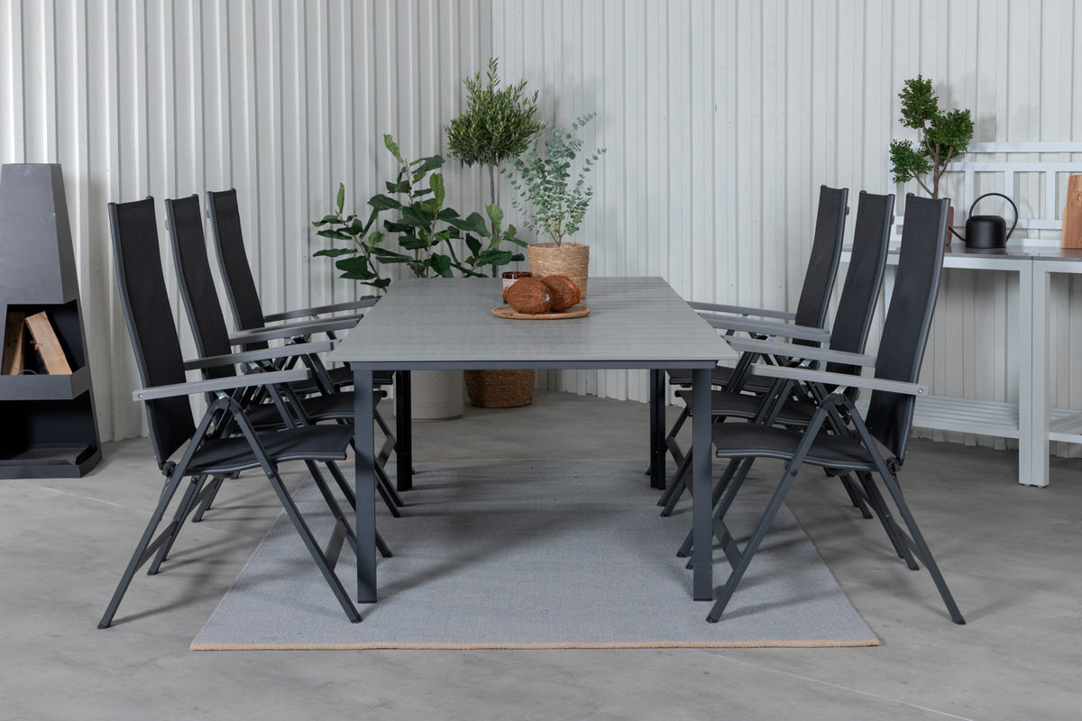 Albany & Levels Positionsstole Sort + Rektangulært Spisebord 160x100x75 Sort