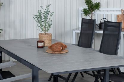 Albany & Levels Positionsstole Sort + Rektangulært Spisebord 160x100x75 Sort