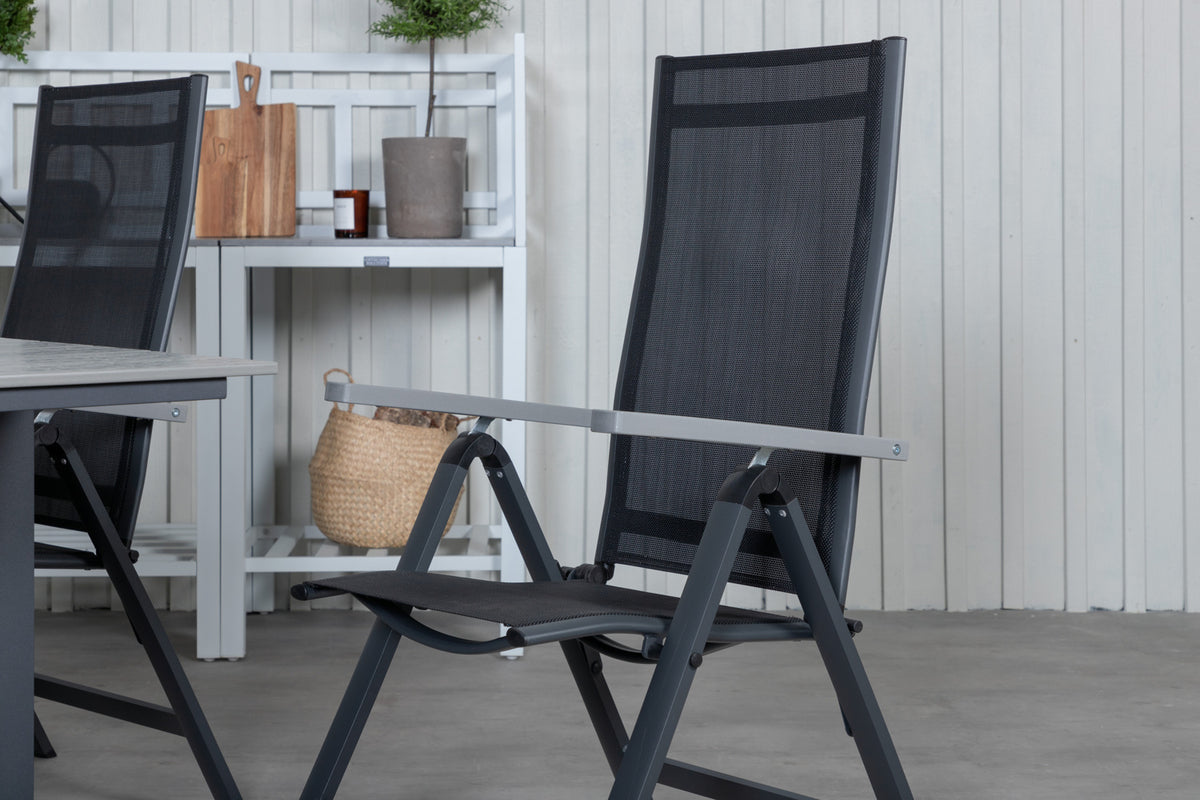 Albany & Levels Positionsstole Sort + Rektangulært Spisebord 160x100x75 Sort