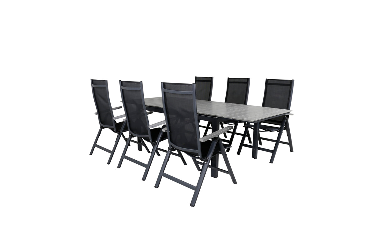 Albany & Levels Positionsstole Sort + Rektangulært Spisebord 160x100x75 Sort