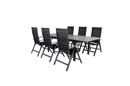 Albany & Levels Positionsstole Sort + Rektangulært Spisebord 160x100x75 Sort