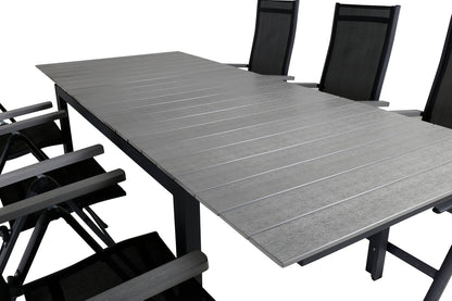 Albany & Levels Positionsstole Sort + Rektangulært Spisebord 160x100x75 Sort