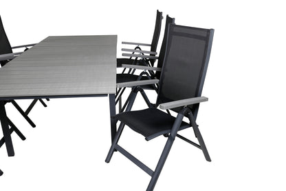 Albany & Levels Positionsstole Sort + Rektangulært Spisebord 160x100x75 Sort