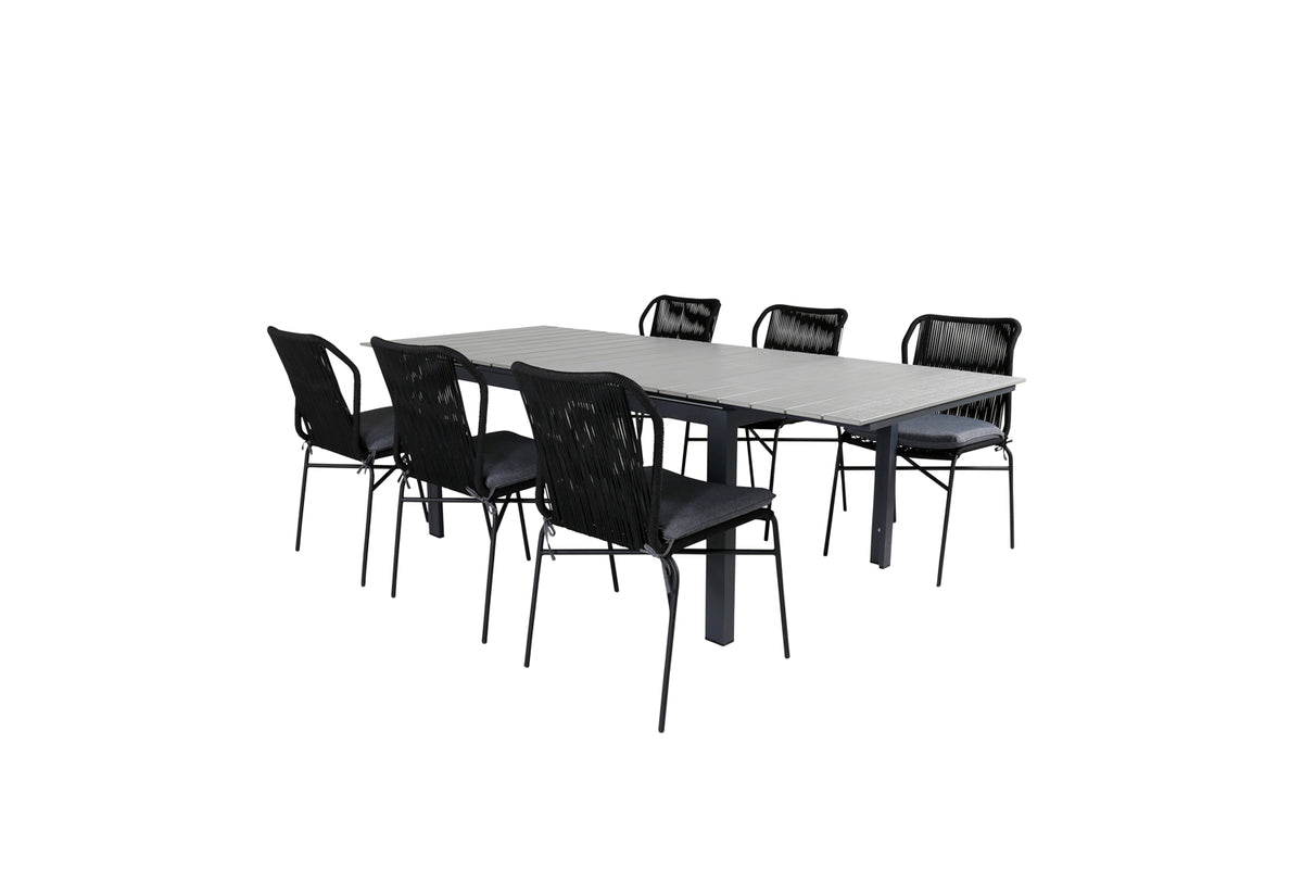 Julian & Levels Spisestole Sort + Spisebord 160 x 100