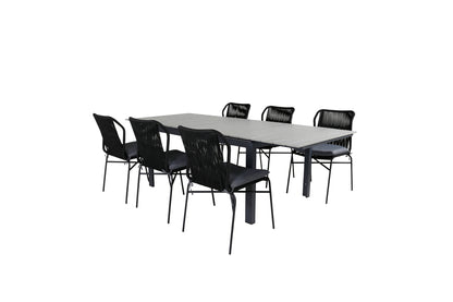 Julian & Levels Spisestole Sort + Spisebord 160 x 100