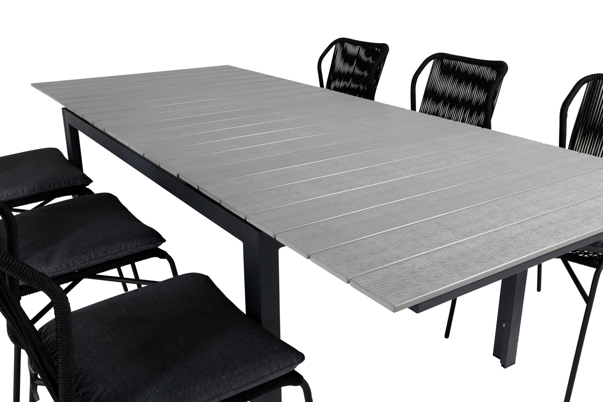 Julian & Levels Spisestole Sort + Spisebord 160 x 100