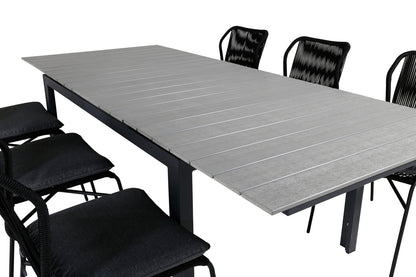 Julian & Levels Spisestole Sort + Spisebord 160 x 100