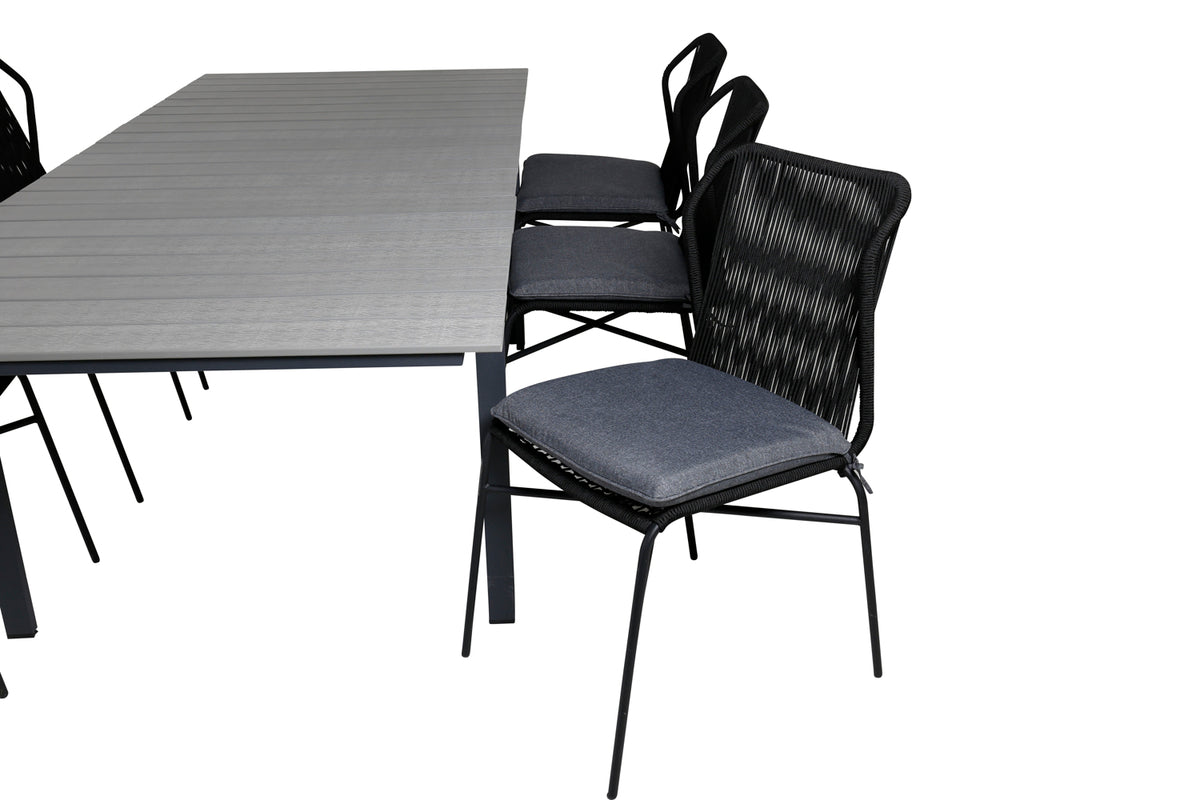 Julian & Levels Spisestole Sort + Spisebord 160 x 100