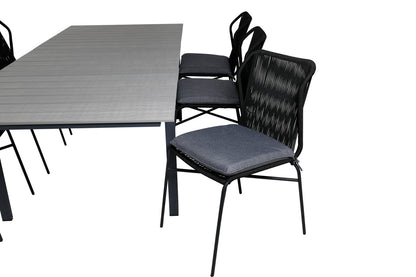 Julian & Levels Spisestole Sort + Spisebord 160 x 100