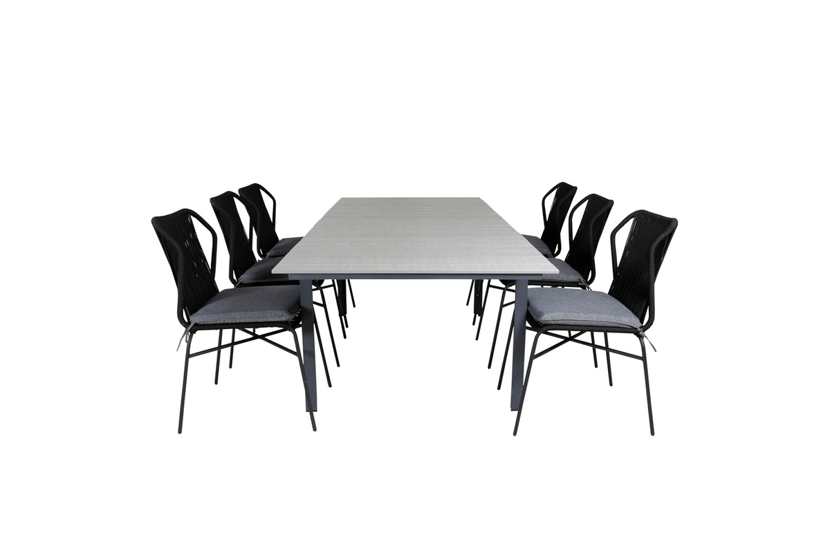 Julian & Levels Spisestole Sort + Spisebord 160 x 100