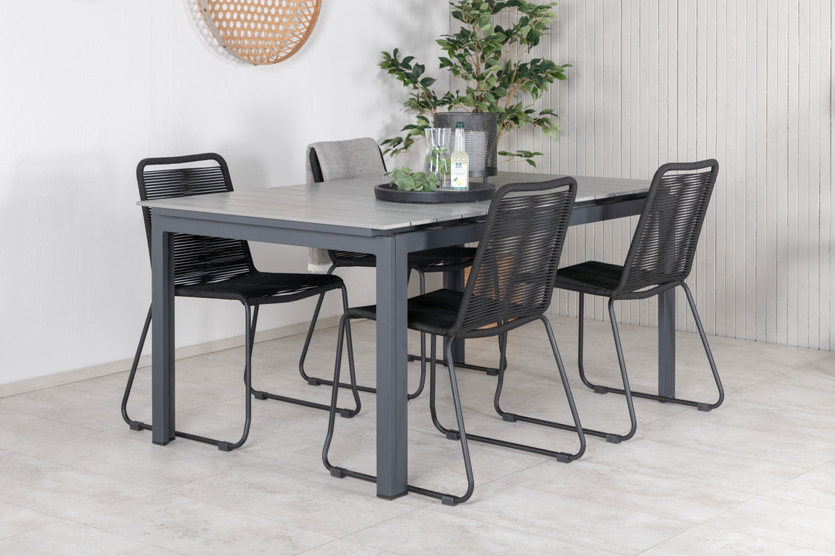 Levels & Lindos Spisebord 160x100x75 + Spisestole Sort