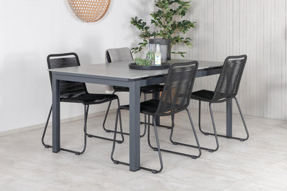 Levels & Lindos Spisebord 160x100x75 + Spisestole Sort