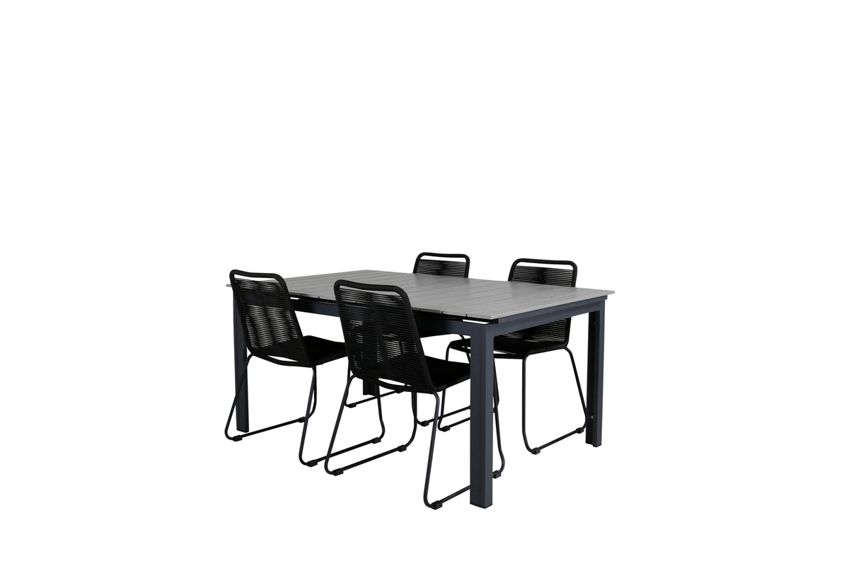 Levels & Lindos Spisebord 160x100x75 + Spisestole Sort