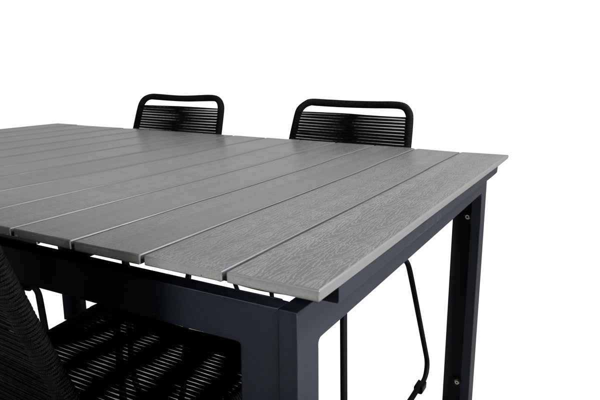 Levels & Lindos Spisebord 160x100x75 + Spisestole Sort