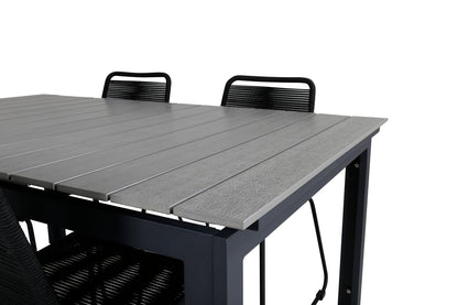 Levels & Lindos Spisebord 160x100x75 + Spisestole Sort