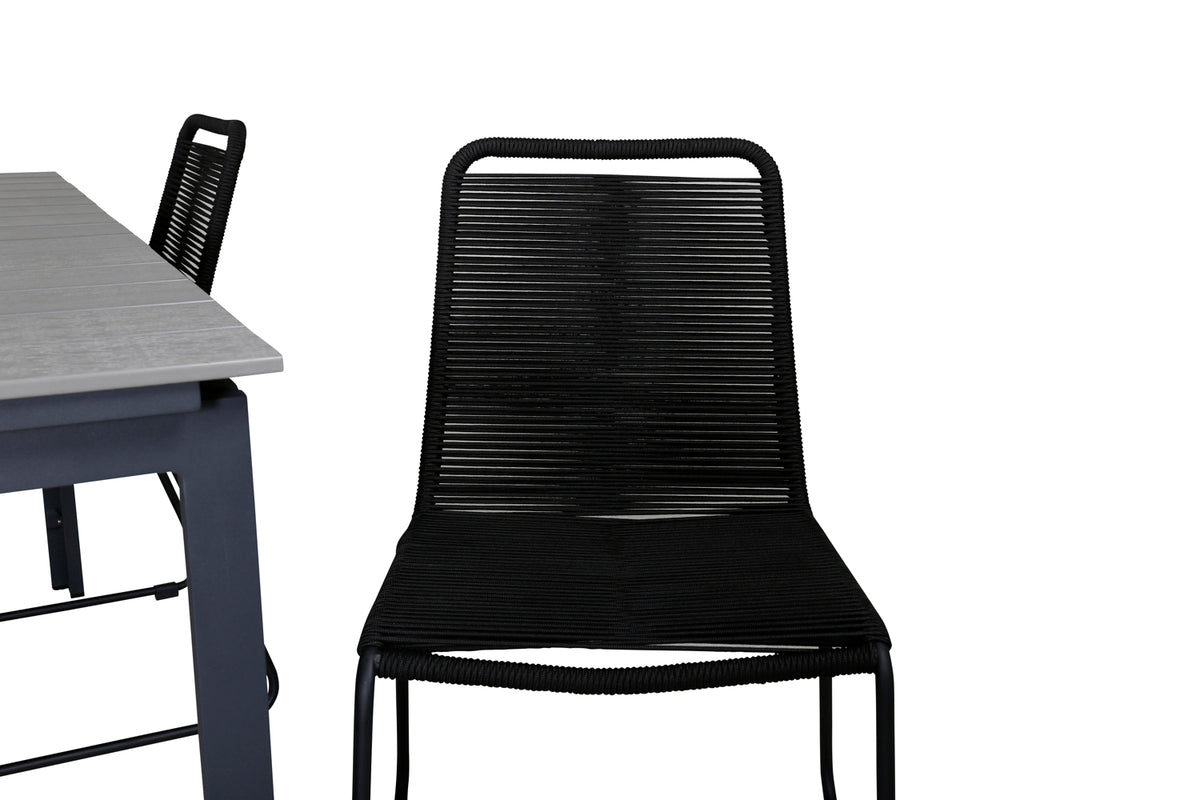 Levels & Lindos Spisebord 160x100x75 + Spisestole Sort