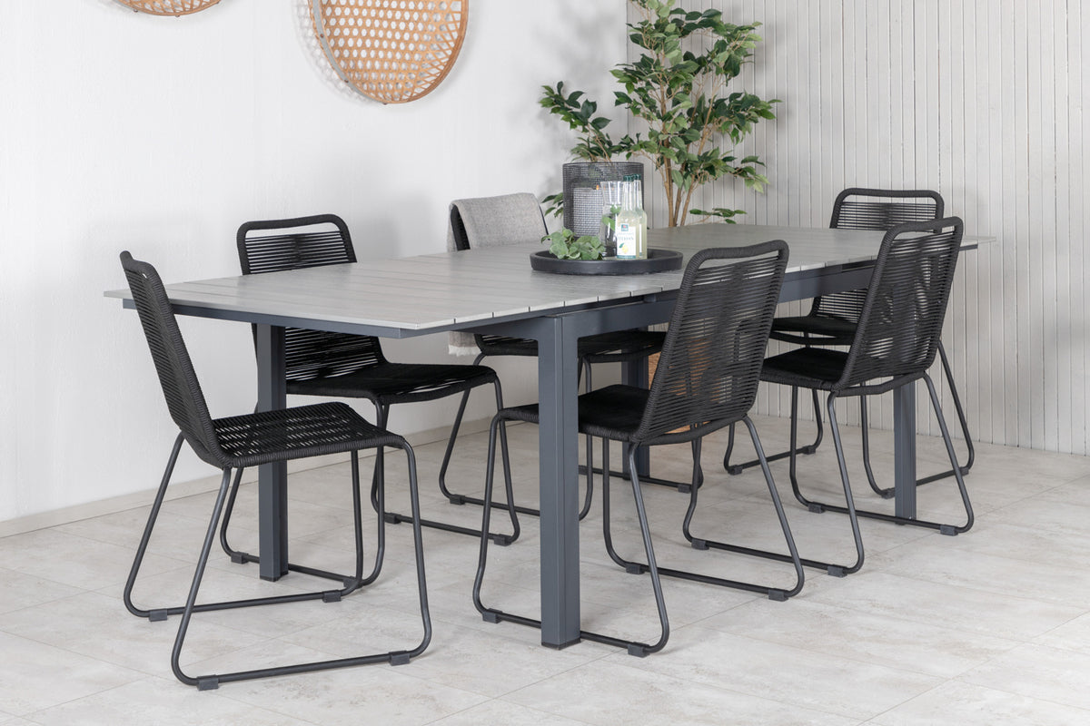 Levels & Lindos Spisebord 160x100x75 + Spisestole Sort