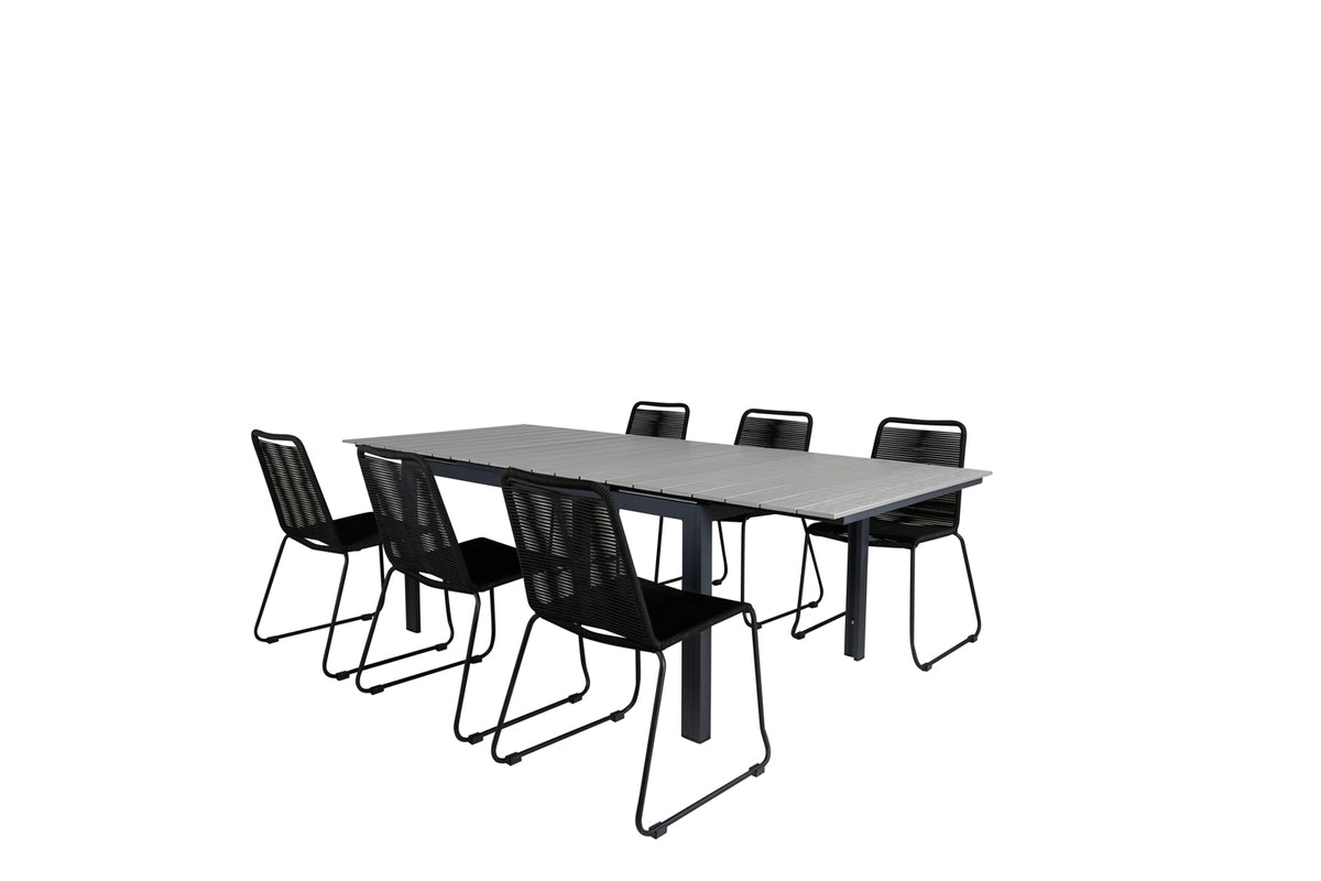 Levels & Lindos Spisebord 160x100x75 + Spisestole Sort