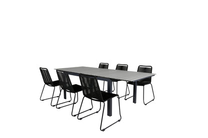 Levels & Lindos Spisebord 160x100x75 + Spisestole Sort