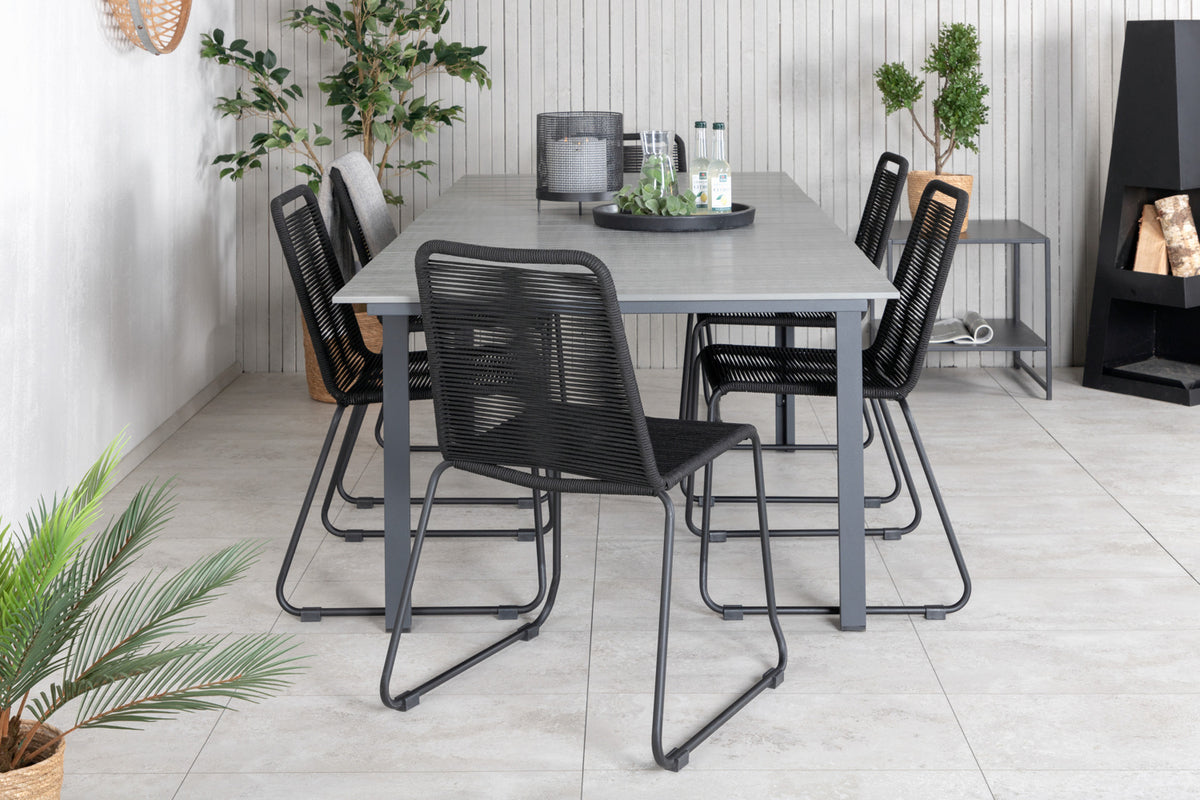 Levels & Lindos Spisebord 160x100x75 + Spisestole Sort