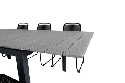 Levels & Lindos Spisebord 160x100x75 + Spisestole Sort