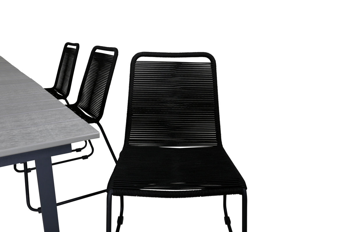 Levels & Lindos Spisebord 160x100x75 + Spisestole Sort