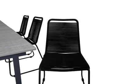 Levels & Lindos Spisebord 160x100x75 + Spisestole Sort