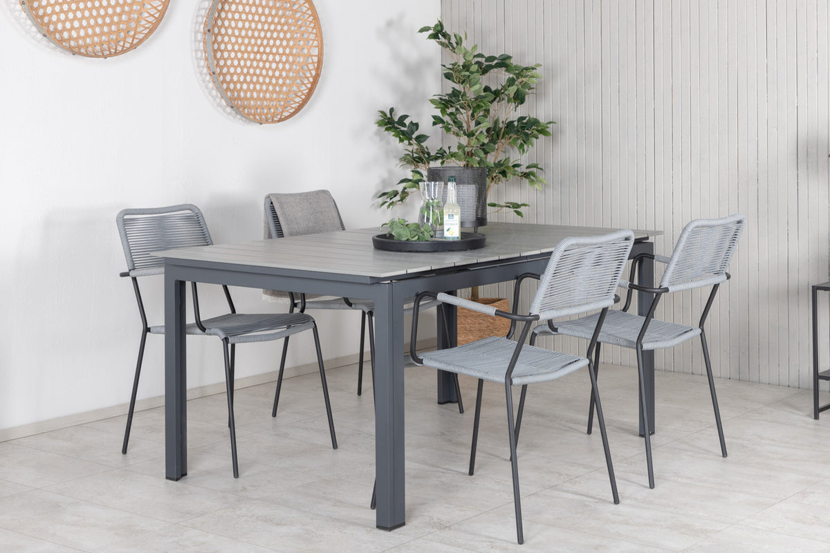 Levels & Lindos Spisebord 160x100x75 + Spisestole Grå