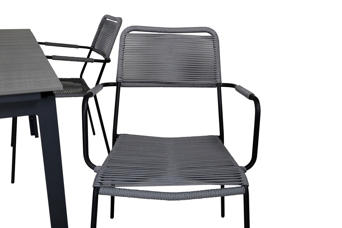 Levels & Lindos Spisebord 160x100x75 + Spisestole Grå