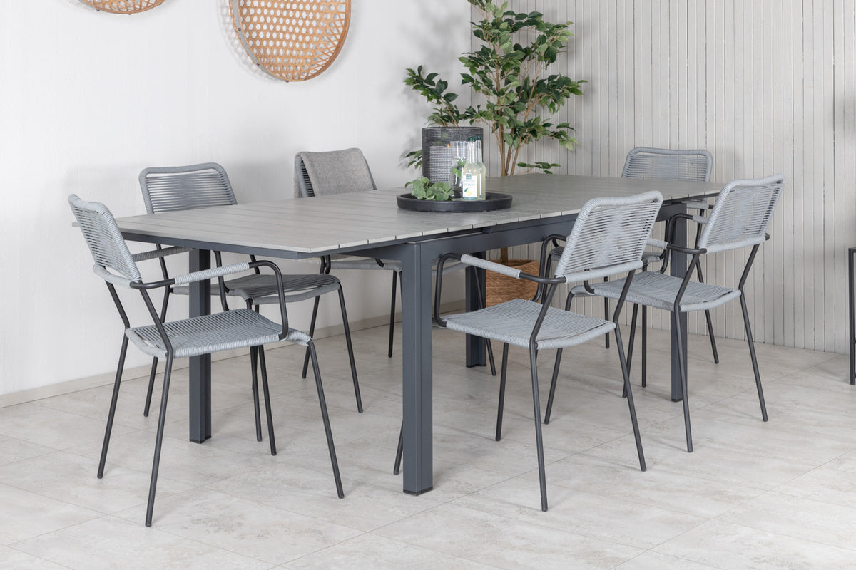 Levels & Lindos Spisebord 160x100x75 + Spisestole Grå