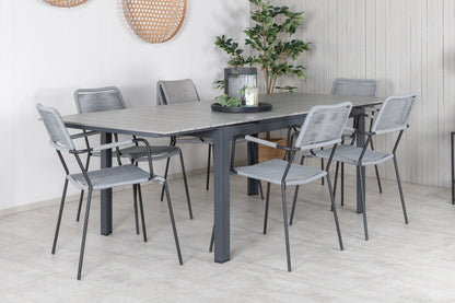 Levels & Lindos Spisebord 160x100x75 + Spisestole Grå