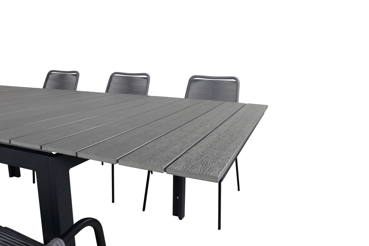 Levels & Lindos Spisebord 160x100x75 + Spisestole Grå